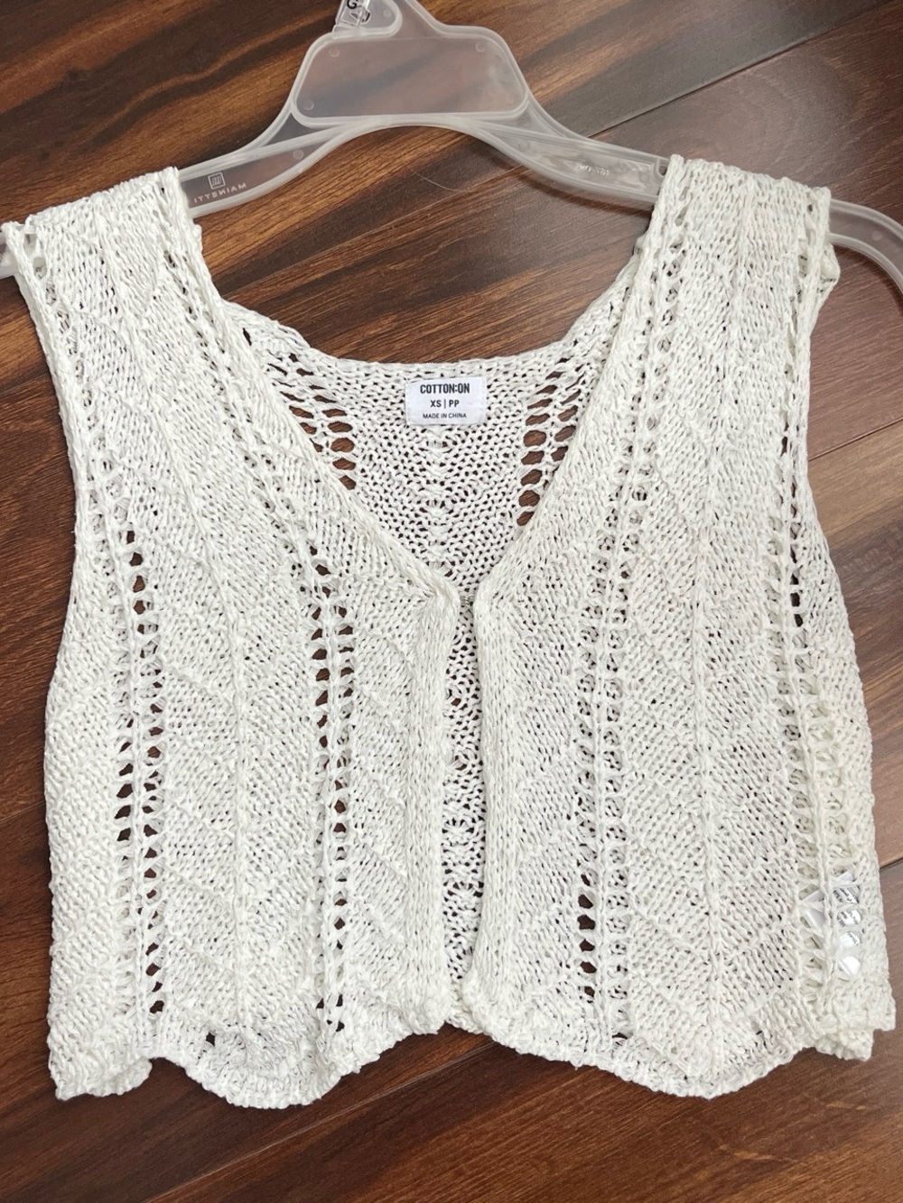 Cotton On Cream Crochet Knit Crop Vest